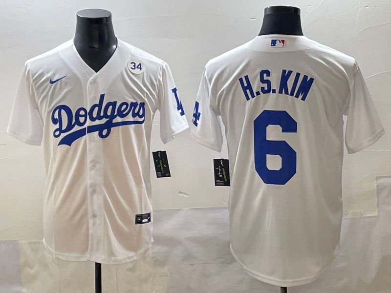 Men 2025 Los Angeles Dodgers 6 H.S.Kim White Game Nike MLB Jersey style 9